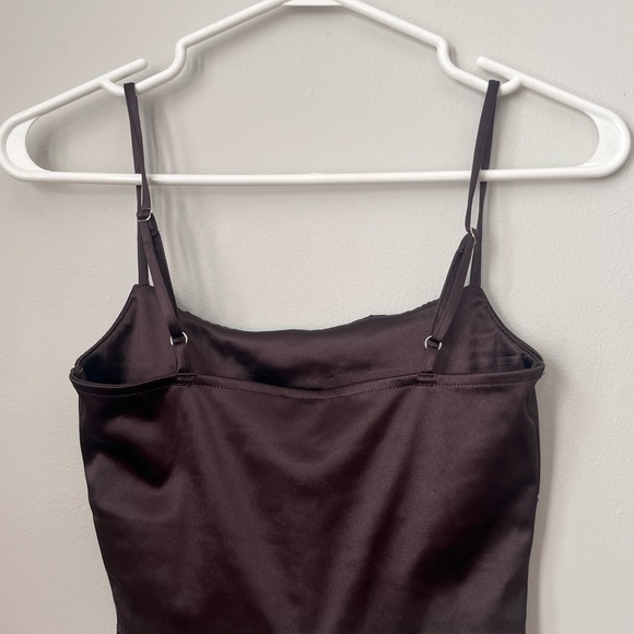 Brown silk cropped tank top. - Picture 2 of 2